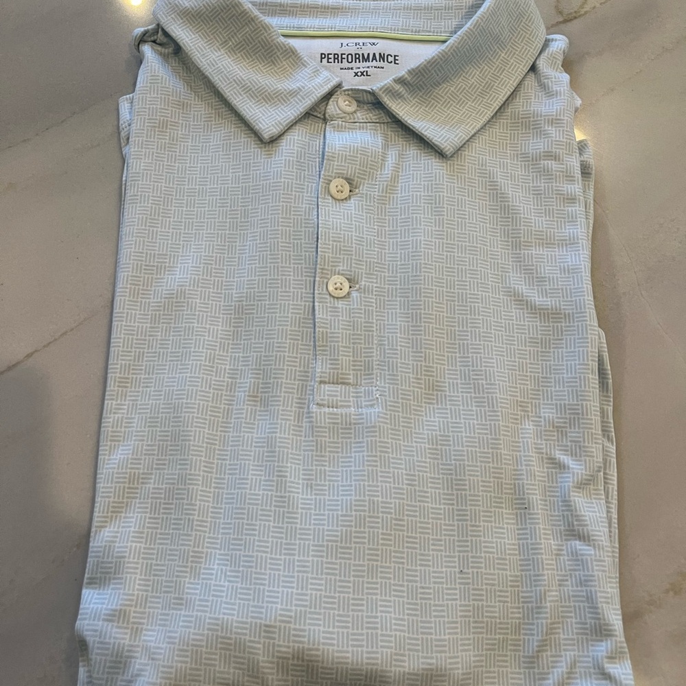 Men’s j crew golf shirt, light bluee pattern
